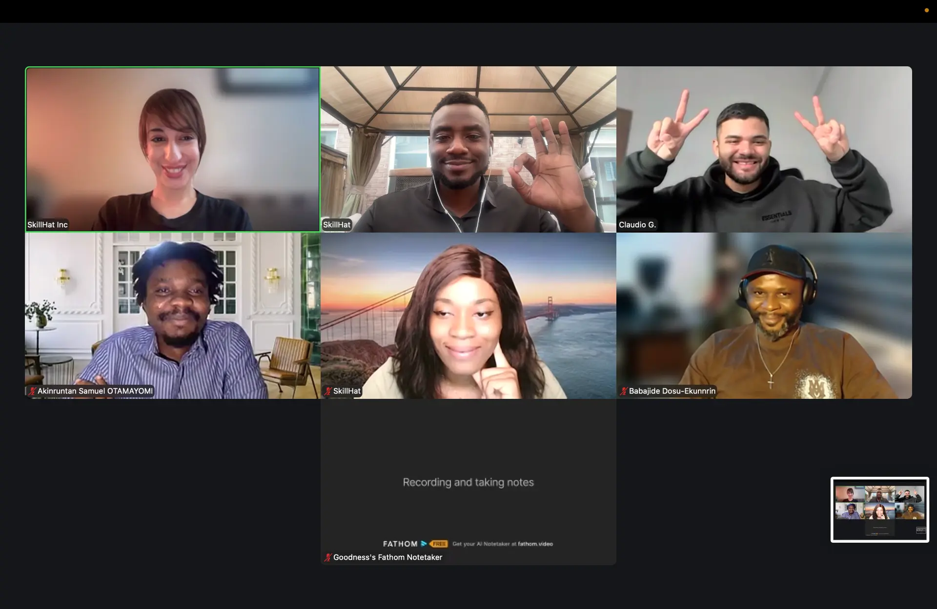 The SkillHat team on a remote video call